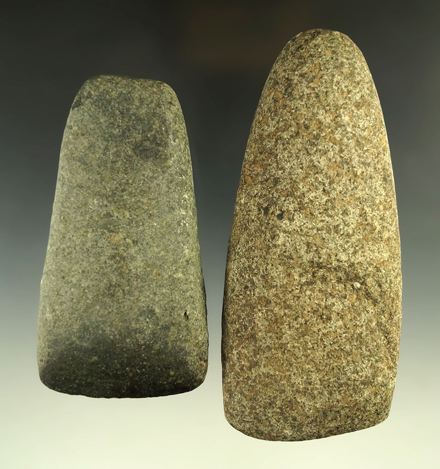 Pair of Hardstone Celts found in Michigan from the Phil Wagle collection. Largest is 5 1/4".