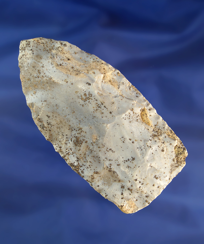 Heavily patinated 4" Flint Blade found in the Marshall/Peoria counties Illinois area by Myles Goddar