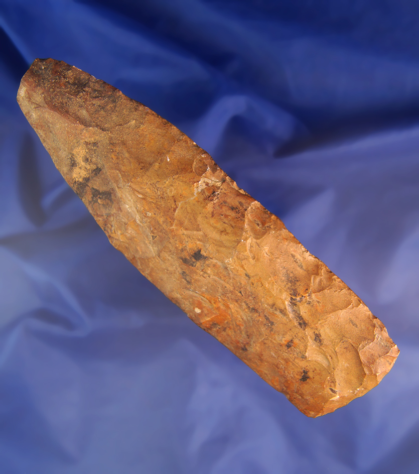 Large 7 9/16" Flint Celt with the heavily polished bit found in southern Kentucky.