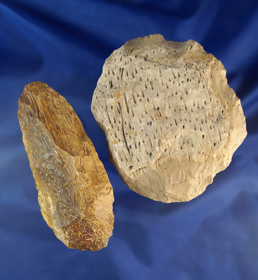 Pair of blanks made from extinct petrified Homewood found in the Southwest. Largest is 4 1/2".