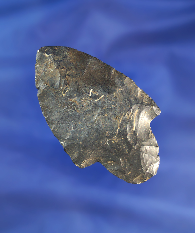 2 1/2" heavily patinated Adena  found in the Marshall/Peoria co. Illinois area by Myles Goddard.