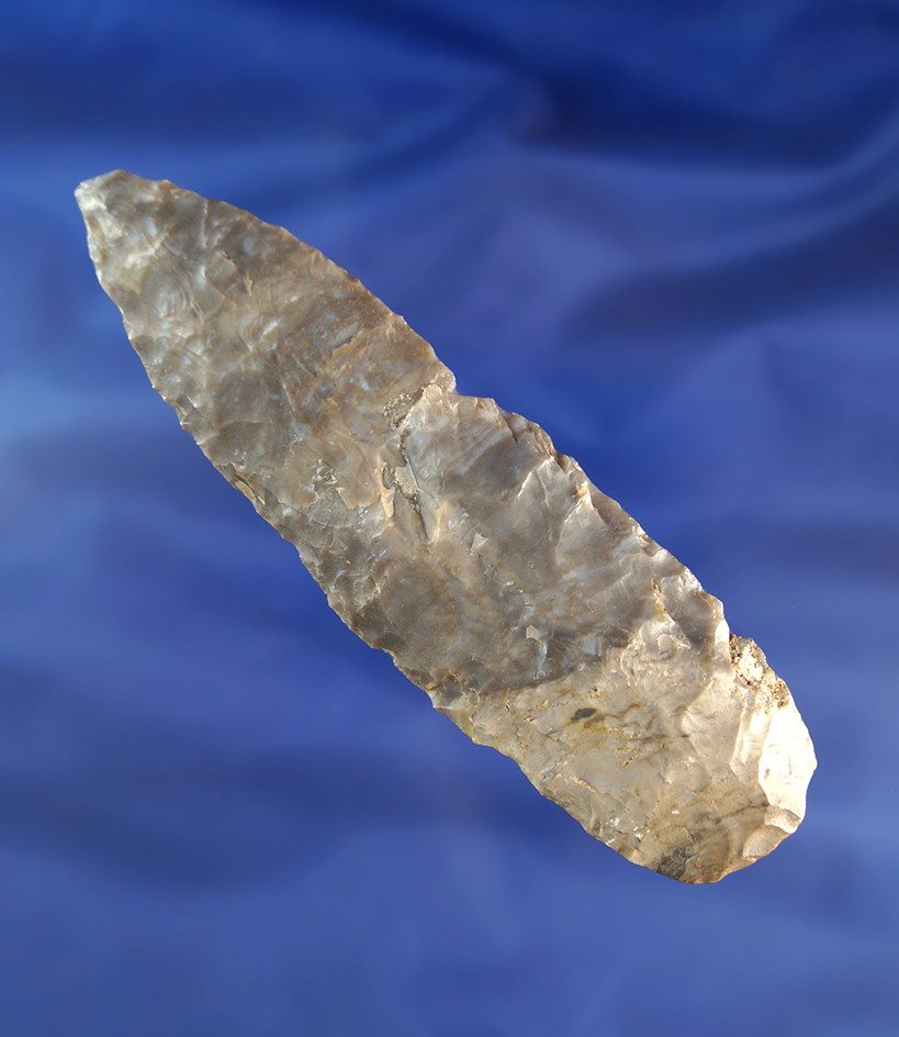 4 5/8" Paleo Knife found in Warren County Pennsylvania made from Upper Mercer Flint.