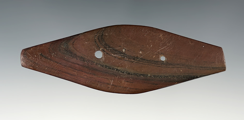 4 7/16" Expanded Center Gorget found in Montgomery County Ohio. Ex. Terry Elleman.