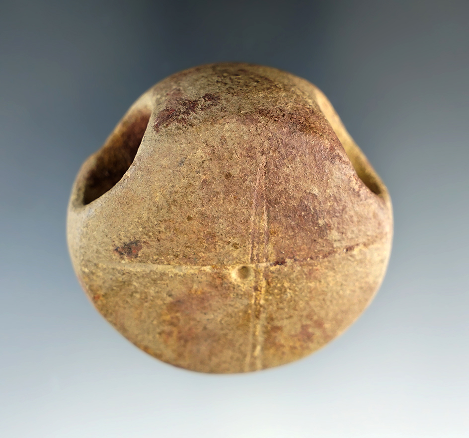 Rare style 1 3/4" Diameter Ft. Ancient Disc Pipe with nice incised lines - Lawrence Co., Ohio.