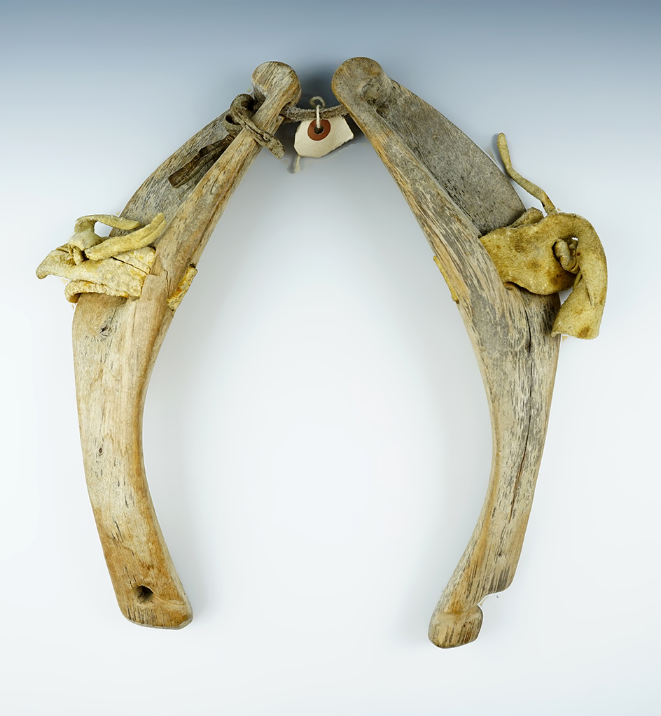 13" Burden Yoke made from bone with original leather. Exact area of origin unknown.
