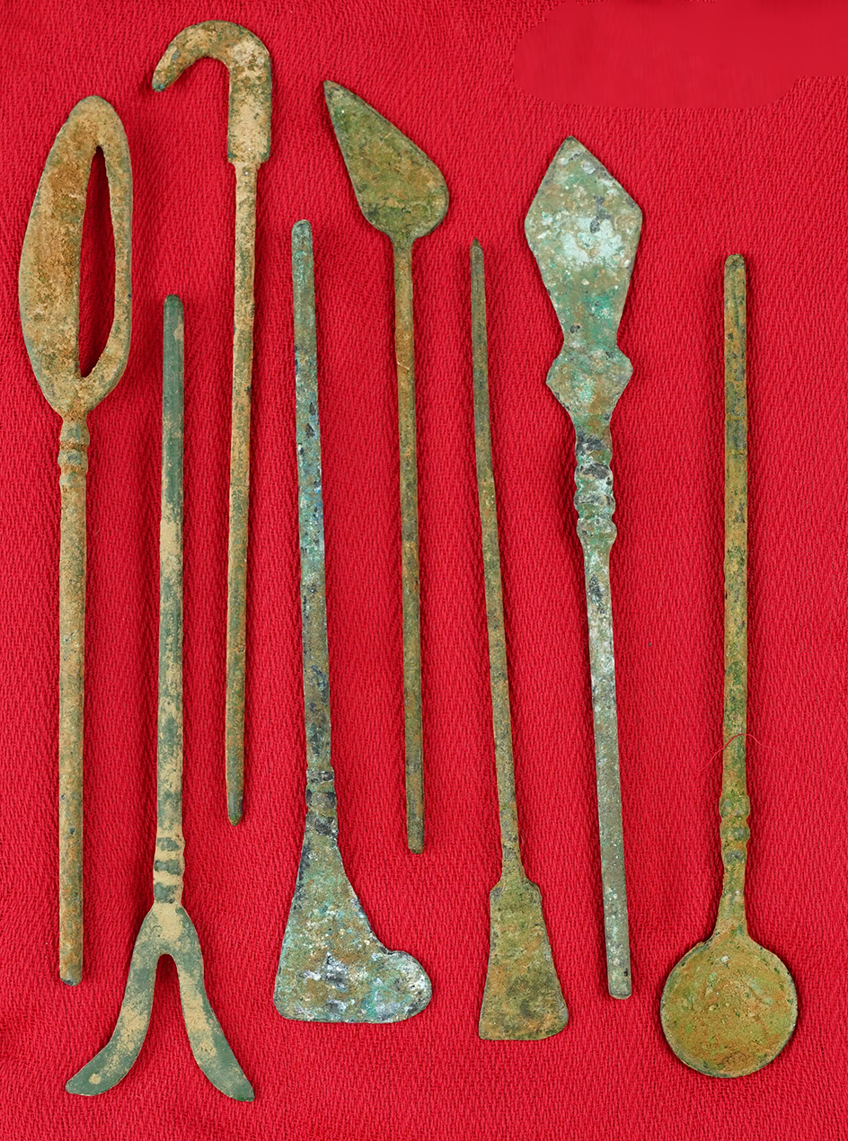 Set of 8 Assorted Roman or Greek Medical Tools, largest is 5 3/4".