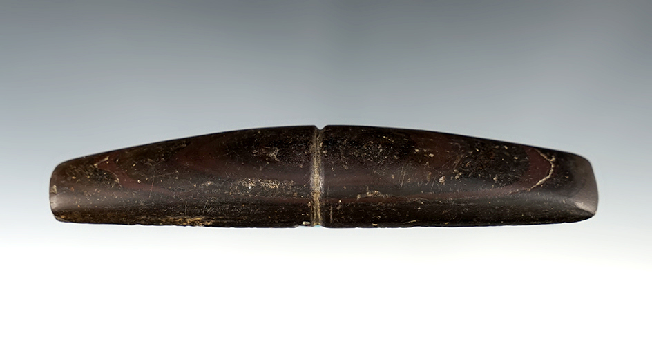 4 9/16" Highly polished Elliptical Bar Weight with a center groove. Found in Ohio.