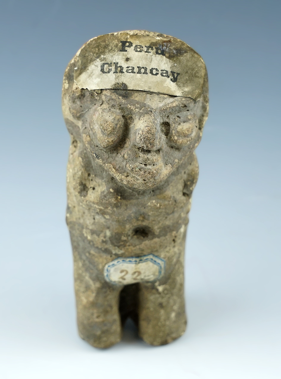 4 5/8" Chancay Culture Pre-Columbian Pottery Figure, found in Peru.