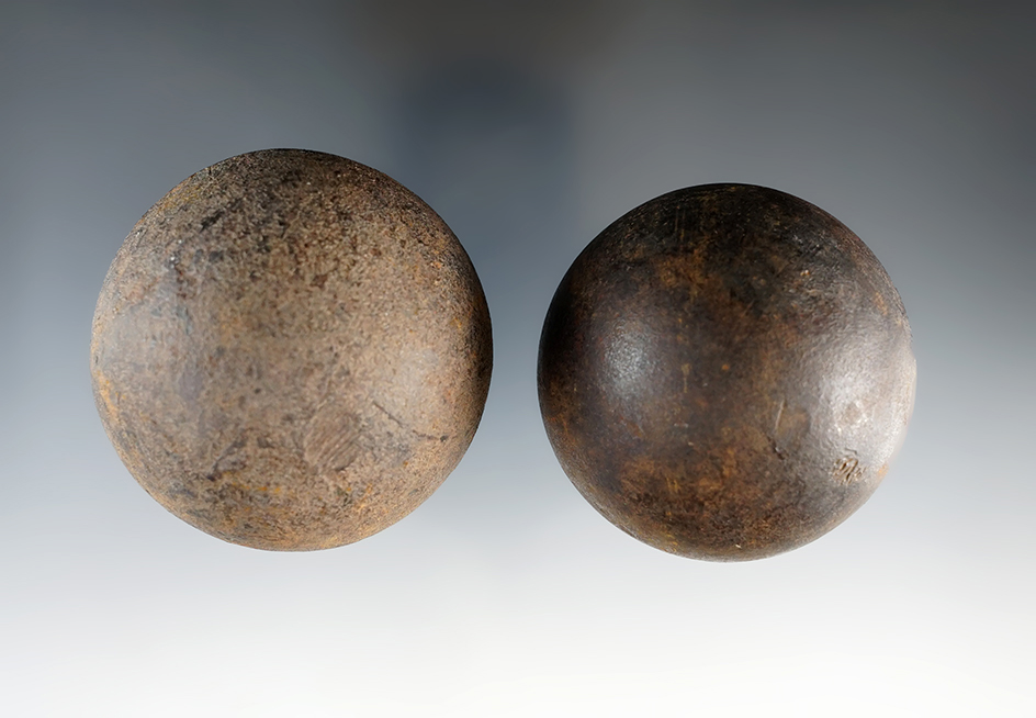 Pair of 2" diameter Cannonballs recovered in Virginia.