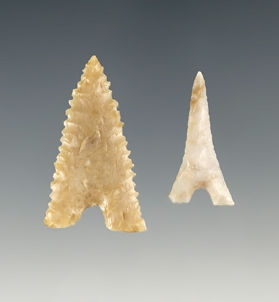 Pait of fine Garza points from New Mexico and Arizona. One has amazing micro serrations.