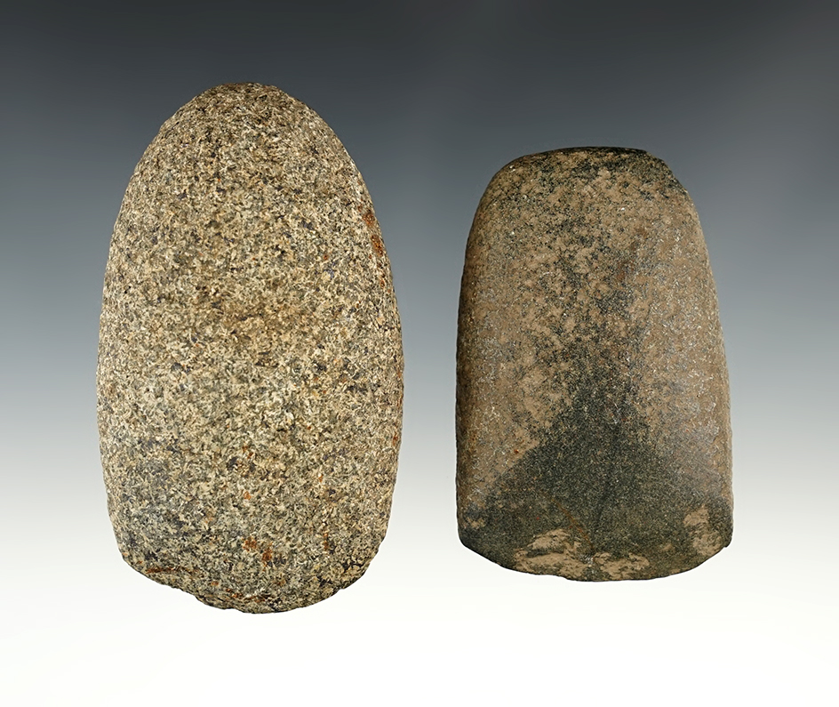 Pair of nicely made Celts found in Scott Co., Iowa. One is lightly grooved on both faces.
