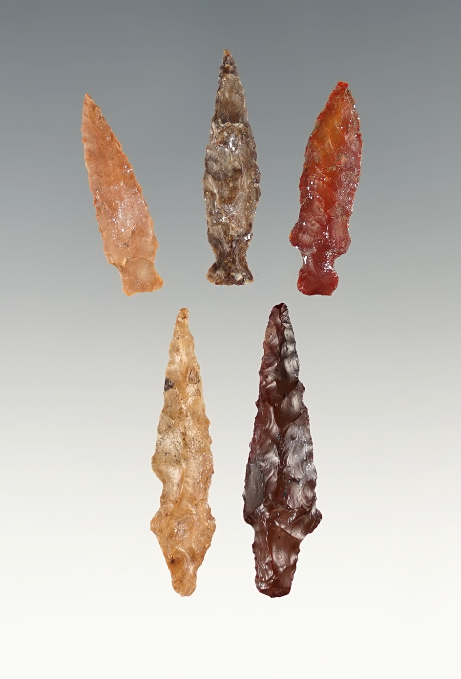 Set of 5 well made Klickitats found in Umatilla Co., Oregon. Set of The largest is 1 1/4".