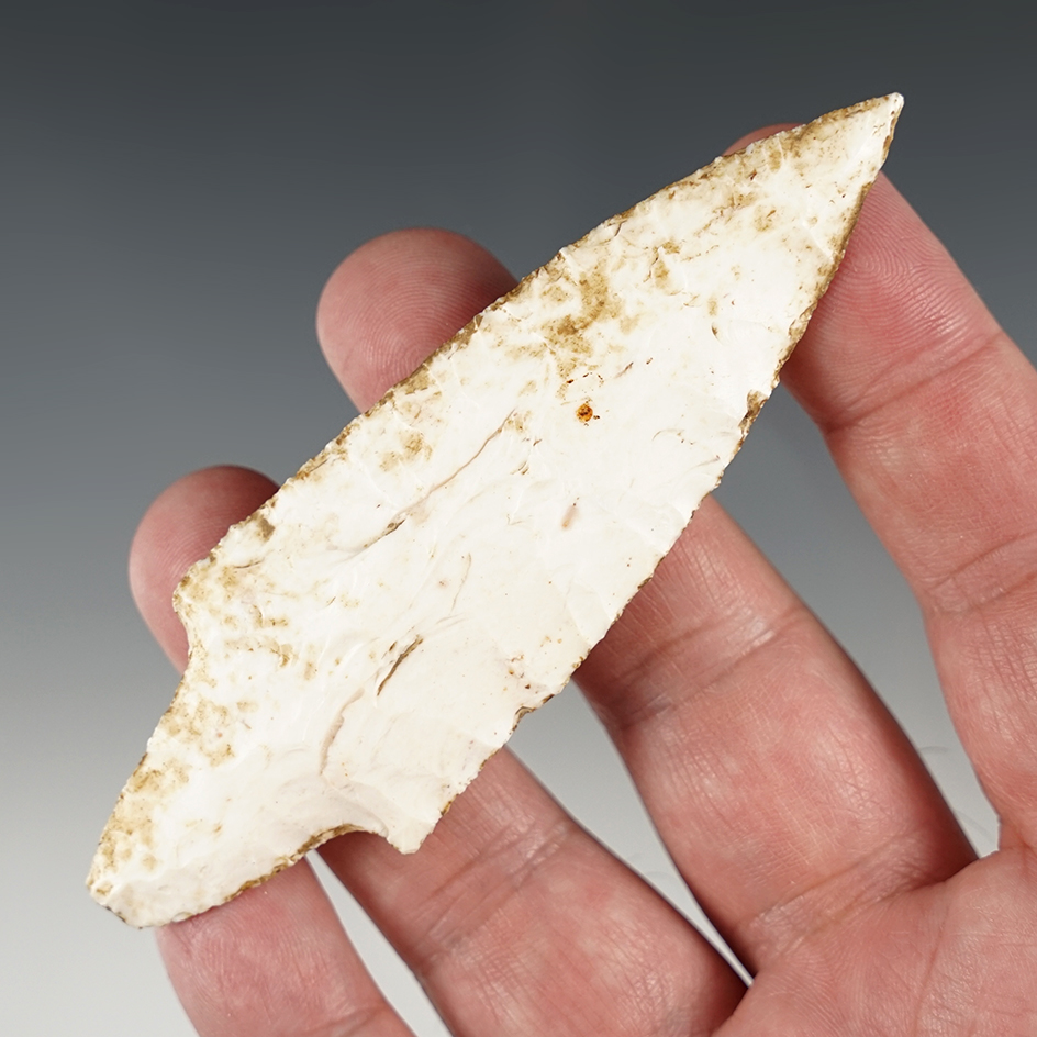 4" well flaked Illinois Adena in excellent condition. Some lacquer on one side - can be removed.