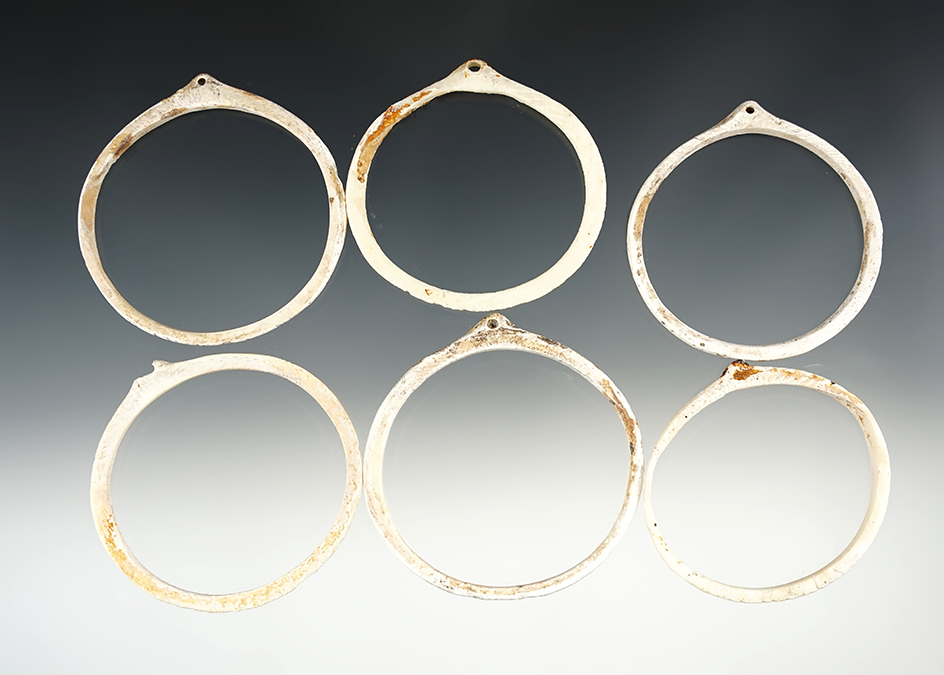 Set of 6 nice Shell Ornaments found in New Mexico. The largest is 2 3/4".