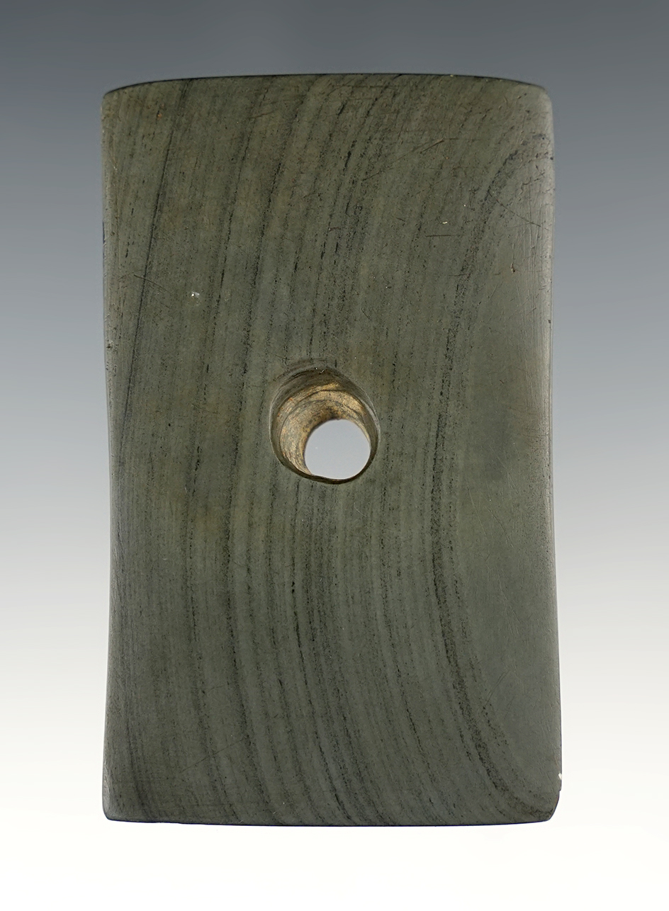 Well made 3 1/8" Pendant made from nicely banded Slate. Found in Portage Co., Indiana.