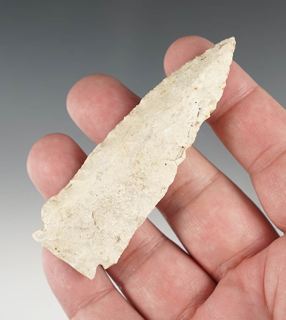 3 1/4" Decatur Fractured Base point in great condition. Found in Knox Co., Illinois.