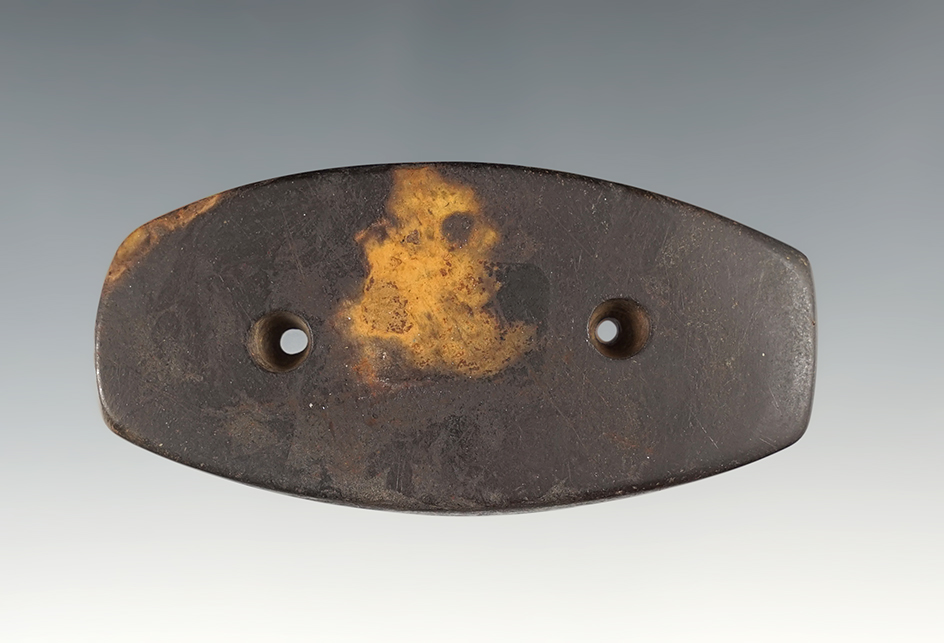 Nicely styled 2 15/16" Gorget found in Gallia Co., Ohio.