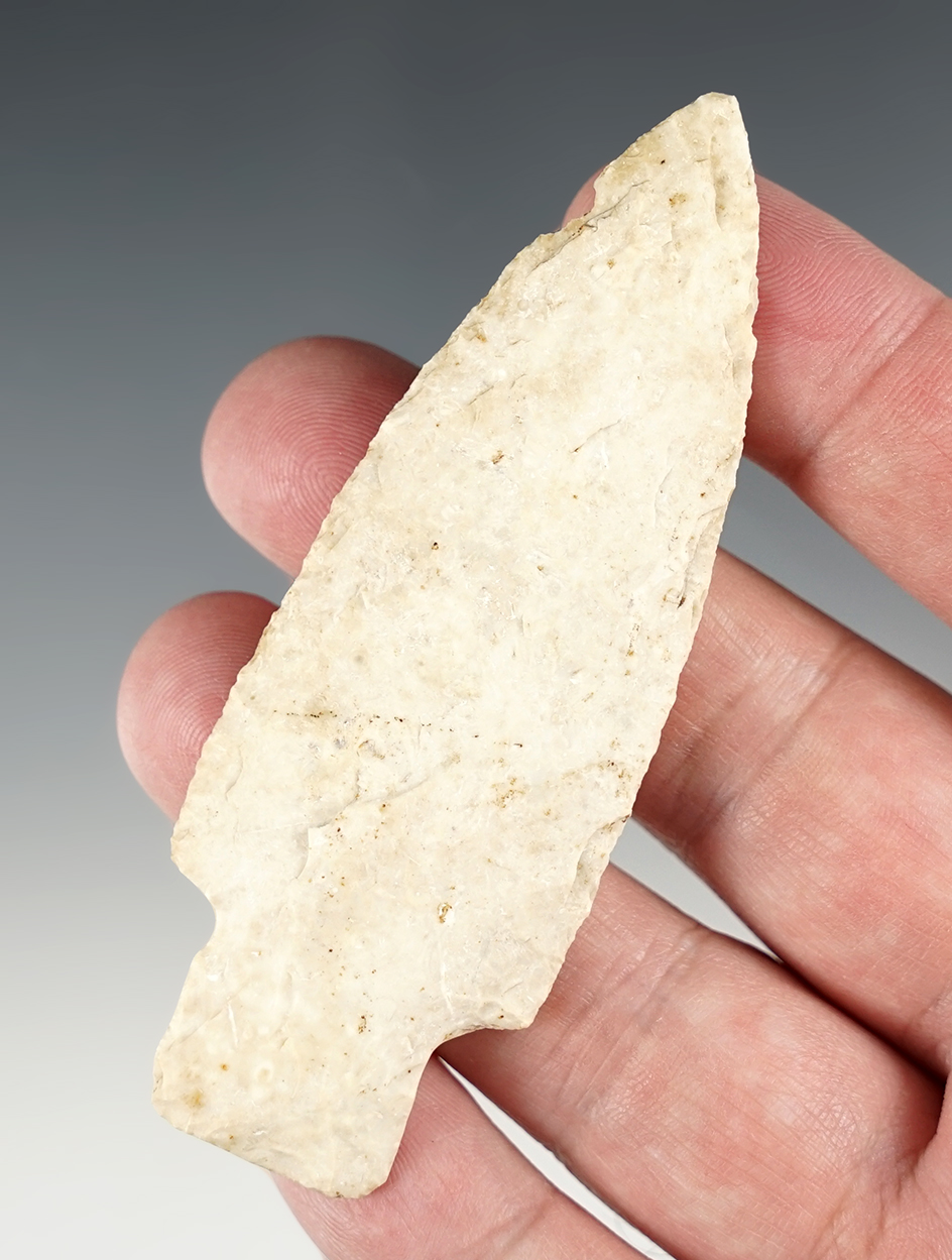 3 7/16" Robbins made from Burlington Chert. Found in the Illinois/Missouri area. Stermer COA.