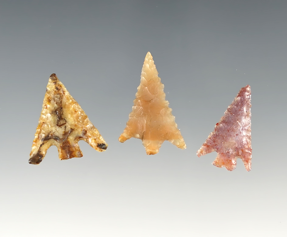 Set of 3 finely made Columbia River Gem Points in great condition. The largest is 1 1/16".