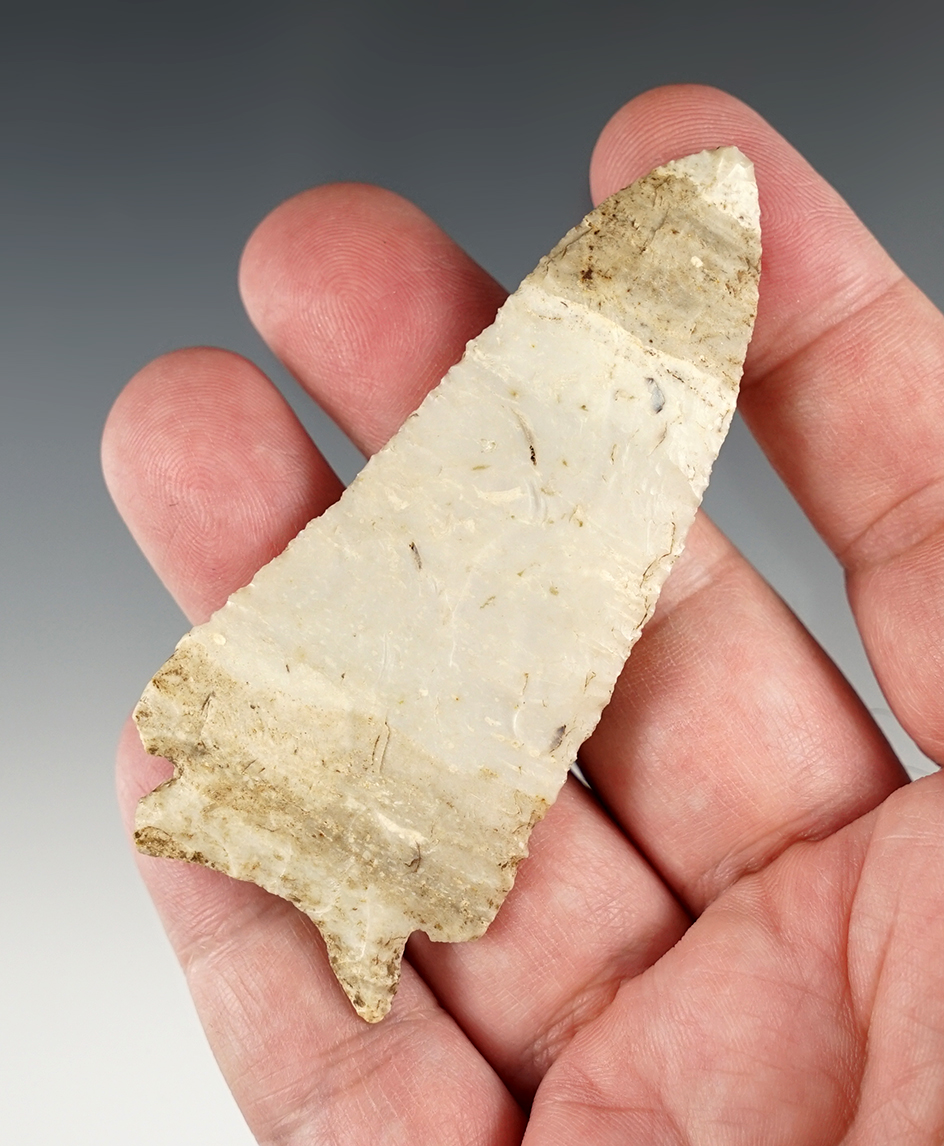 Thin and finely flaked 3 1/4" Pulaski found by Richard Windish in Warren Co., Illinois.