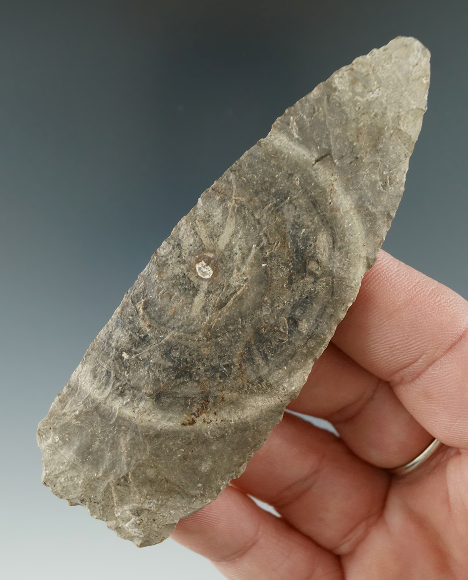 3 9/16" short stemmed Lanceolate found in Michigan.