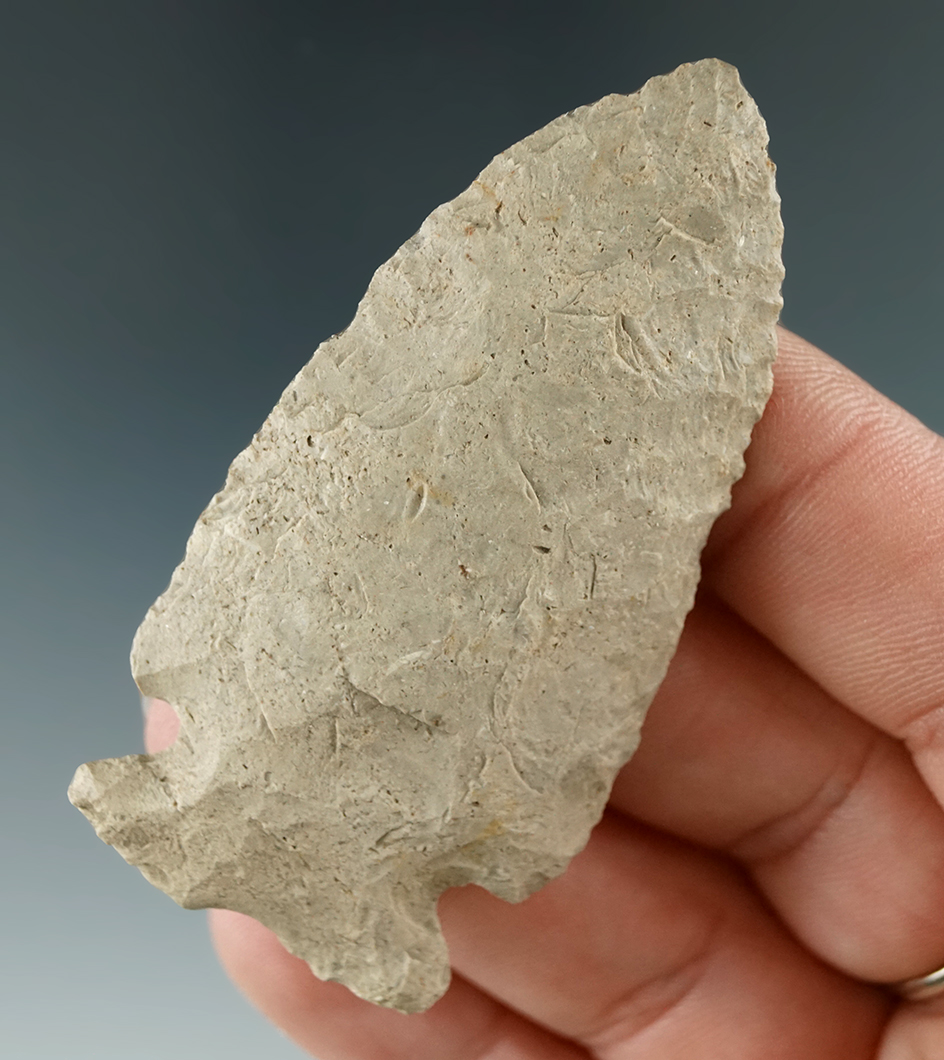 2 1/2" Archaic Notched Base Dovetail found in Michigan.