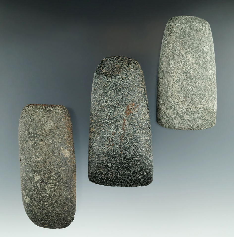 Set of three Celts in excellent condition found in Michigan. Largest is 3 1/2".