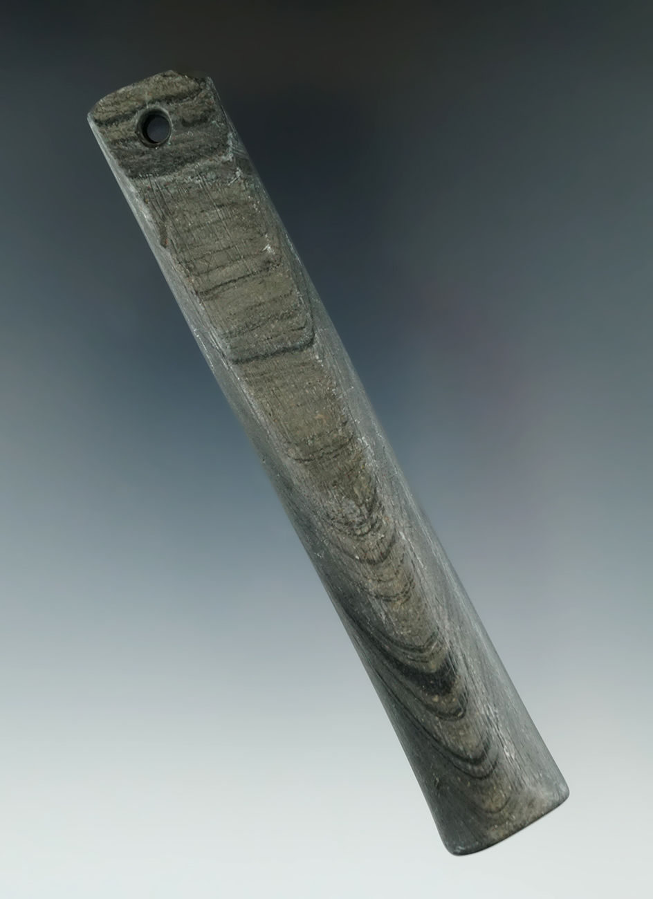 5" Banded Slate Salvaged Bar Amulet. Very nice and unique. Liberty Twp., Wood Co., Ohio. COA.