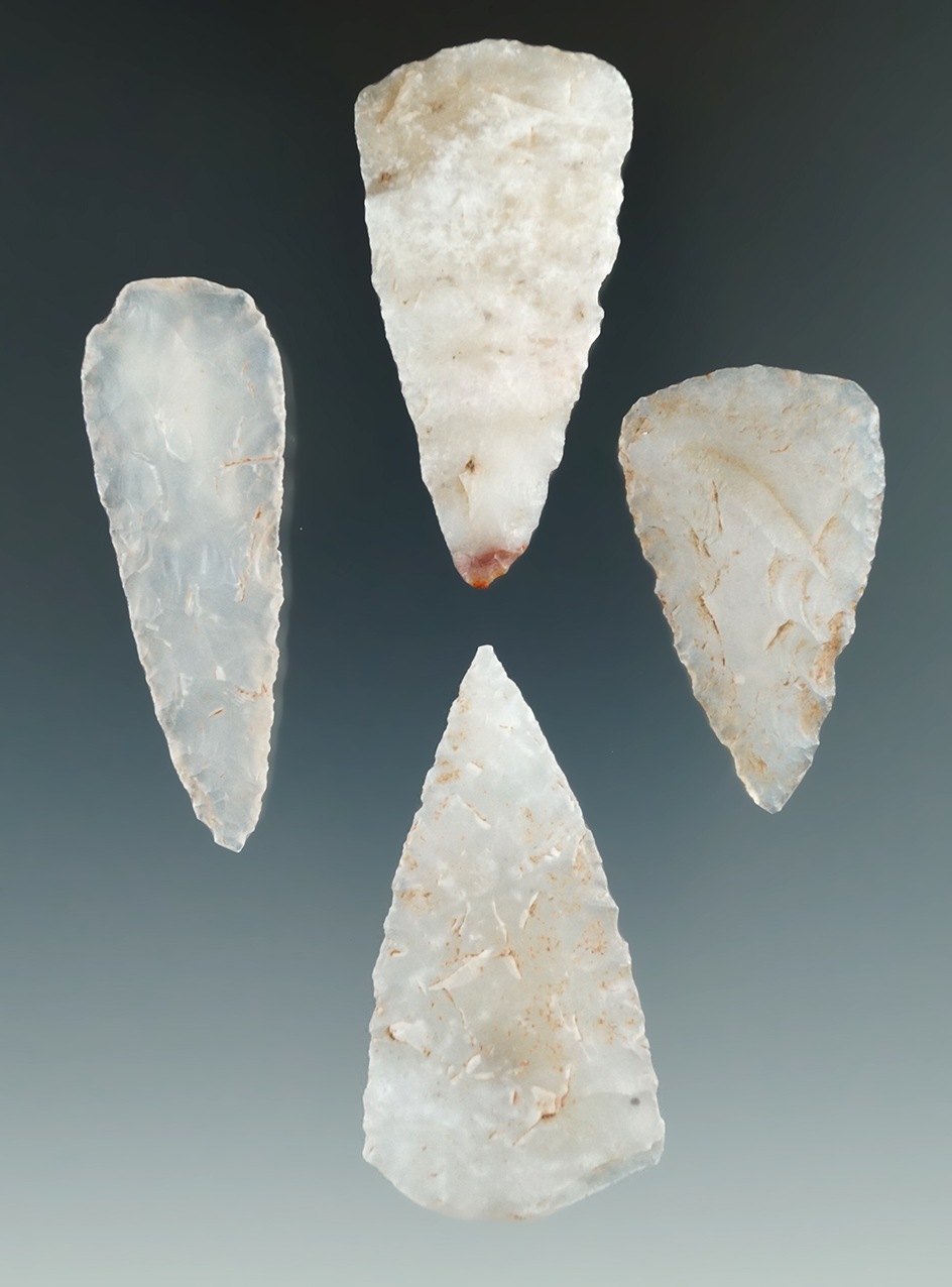 Four nicely translucent chalcedony Leaf Blades found in Utah, largest is 2 1/8".