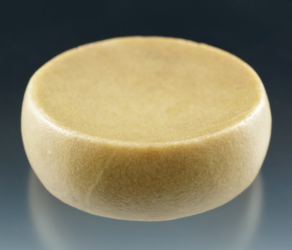 3 1/8" quartz Double Cupped Discoidal. Found in St. Claire Co., Illinois. Great honey color