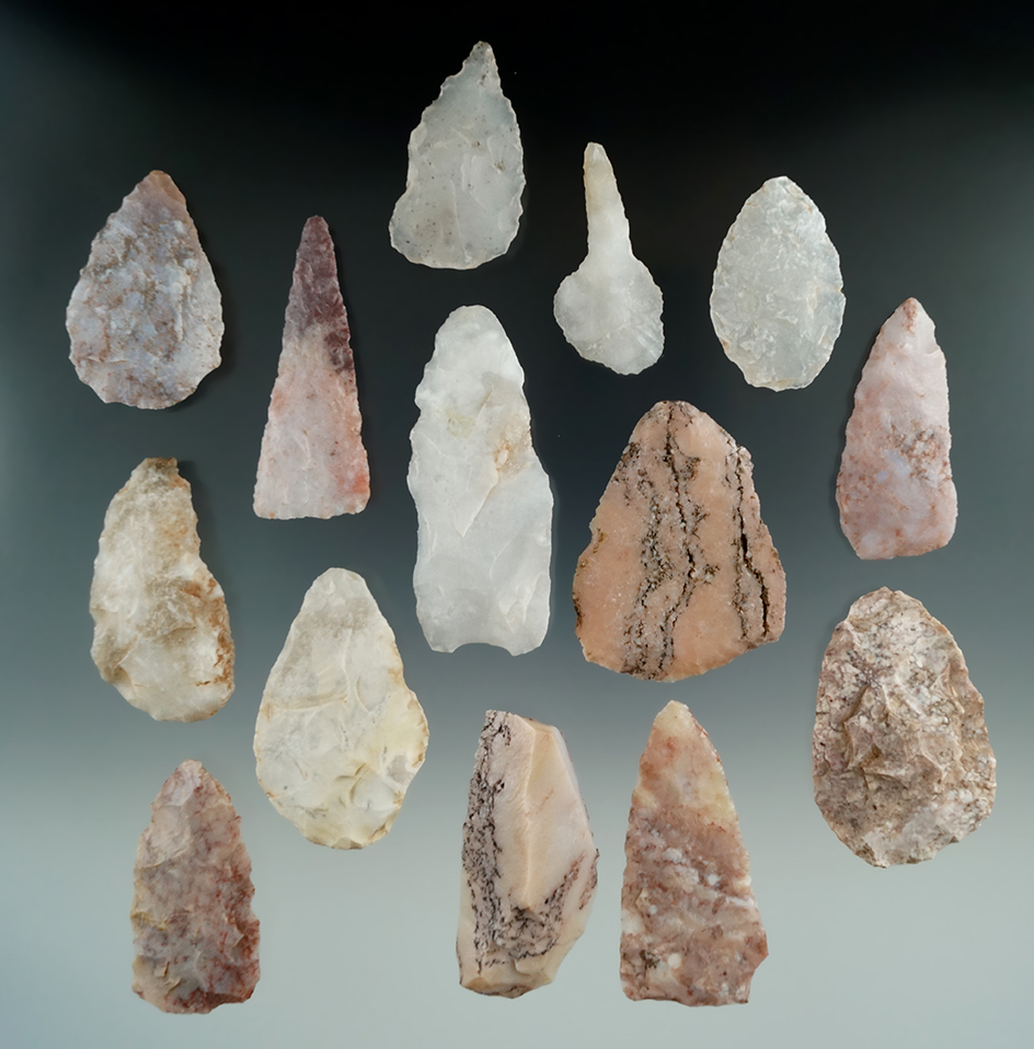 Group of 14 assorted Blades and Knives found in Utah, largest is 2 1/8".