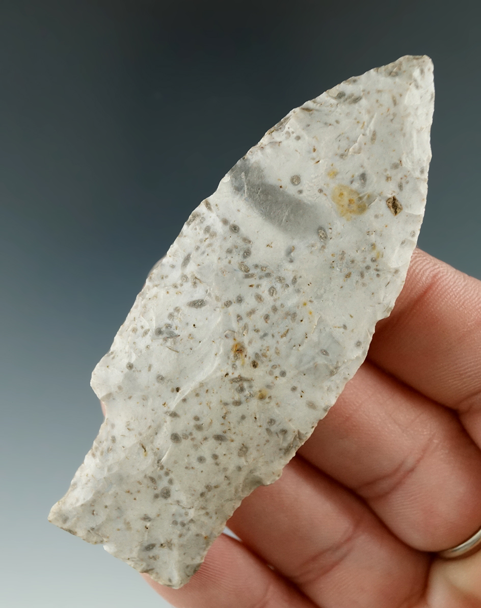 Classic style 3 1/8" Stringtown Lanceolate found in southern Michigan.