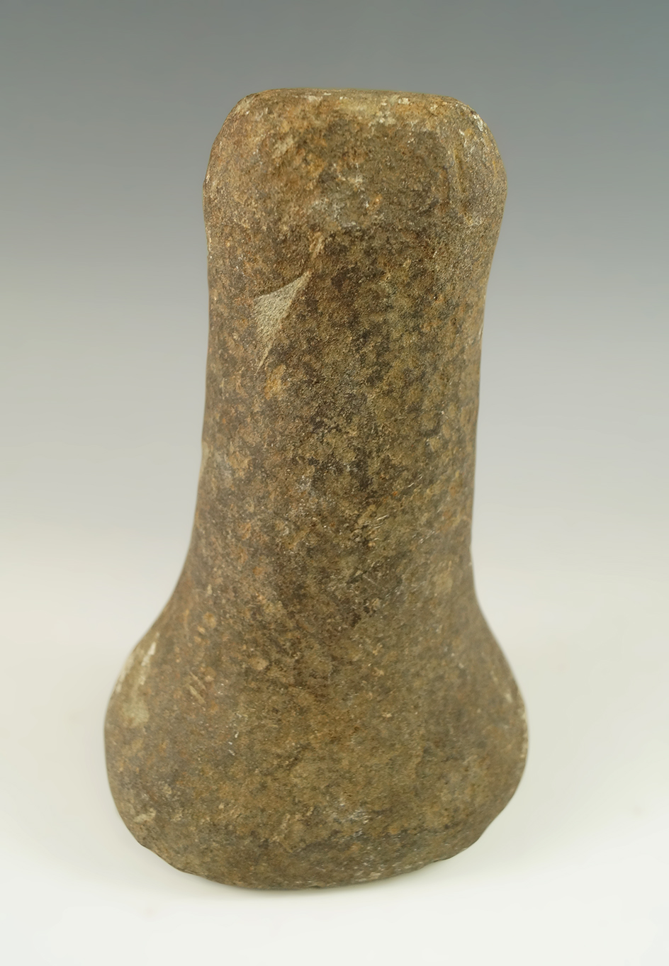 5 1/8" Bell Pestle with a nutting divot in base found in Hardin Co.,  Ohio.