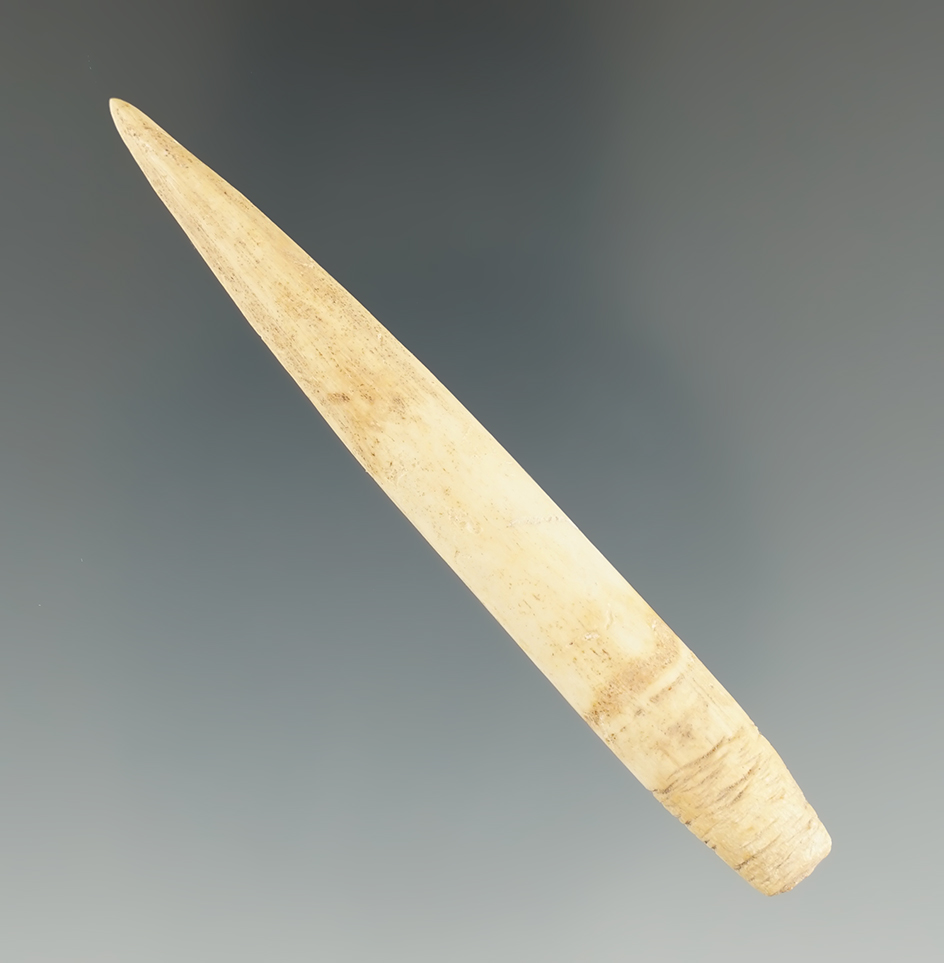 3 1/16" bone projectile point found near the Columbia River, Washington. Ex. Jim Hogue collection.