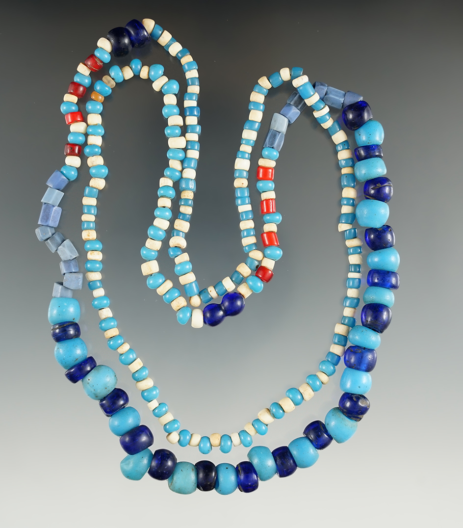 32" long strand of historic period trade beads collected near the Columbia River. Ex. Jim Hogue