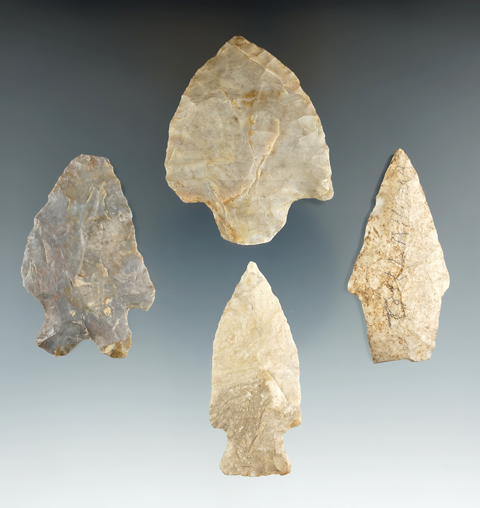 Set of four Ohio area artifacts, largest is 2 3/16".