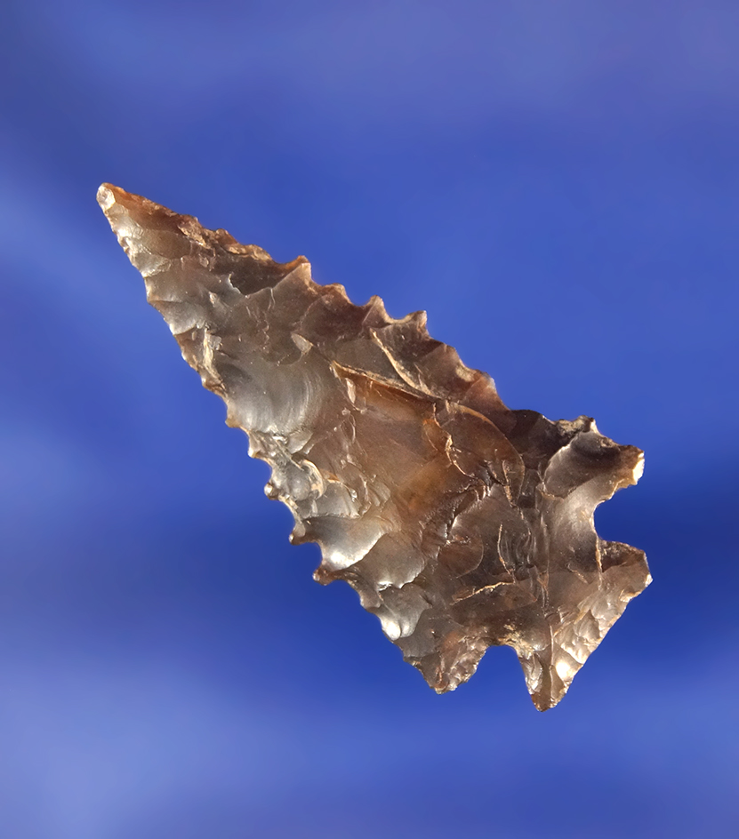 1 1/2" Hendricks dart point made of multicolored Jasper found near the Columbia River, WA.