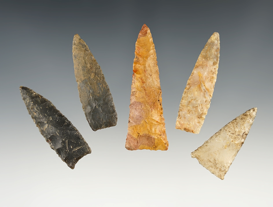 Set of 5 finely made KY/TN Triangle points.