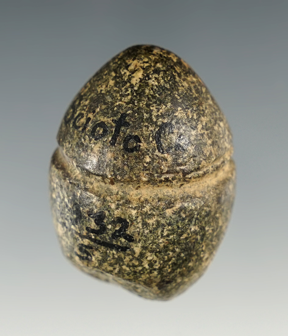 1 5/8" Hardstone Grooved Plummet - Scioto Co., Ohio.