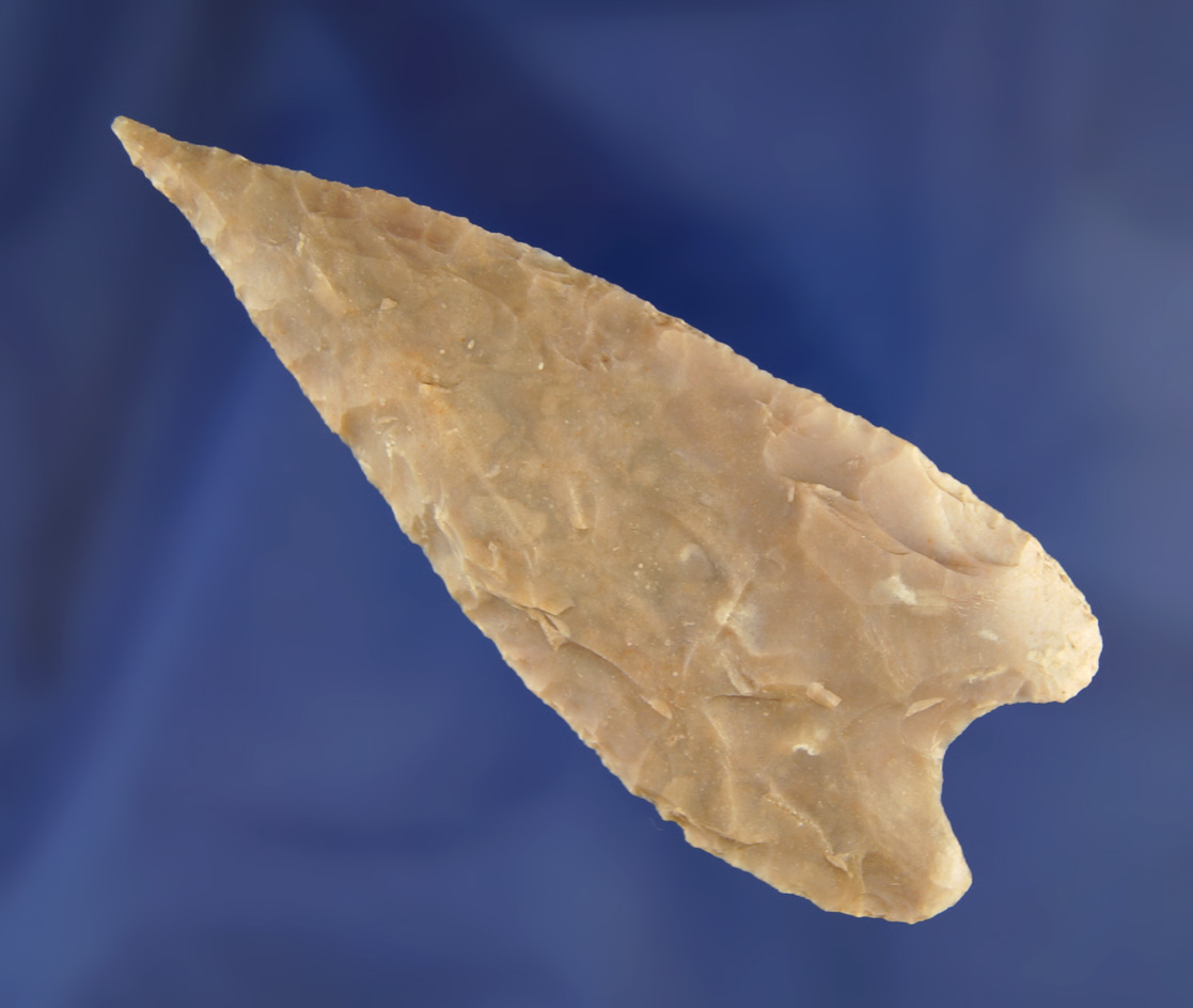 3 3/16" with a needle tip found in Mason Co., Texas. Ex. Len Weidner collection.