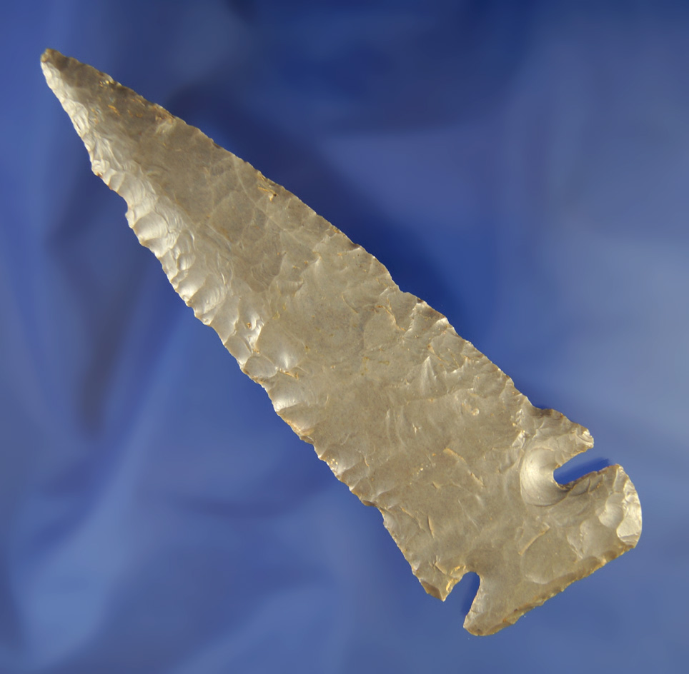 4 3/4" large Hornstone Dovetail with anciently salvaged base found in Western Indiana.