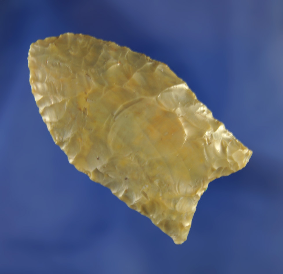 2 1/8" Classic Paleo Clovis made from highly patinated Hornstone found in Sparta, Indiana.