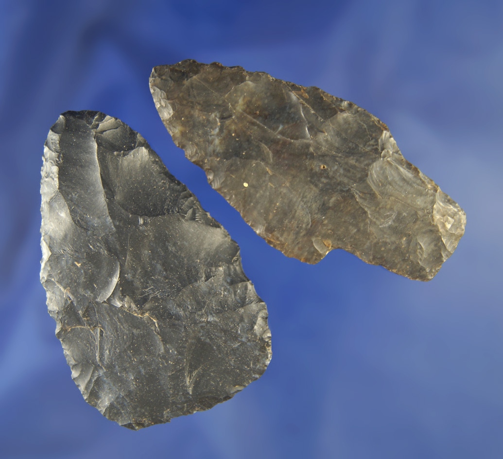 Pair of Coshocton Flint artifacts found in Champaign Co.,  Ohio. largest is 2 3/4".