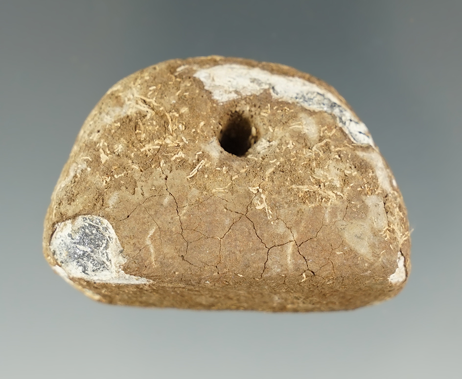 Unique heavily patinated drilled weight made from Galena that is 1 7/8".