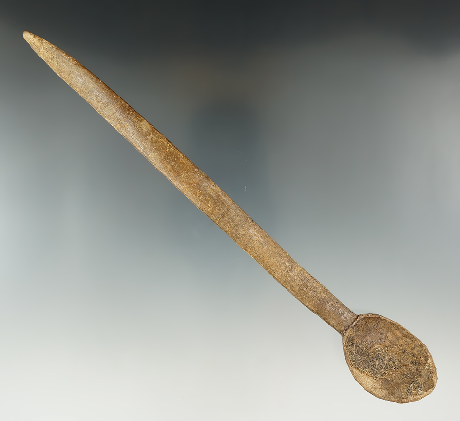 9 1/16" Nicely carved very old Inuit Bone Spoon found in Alaska.
