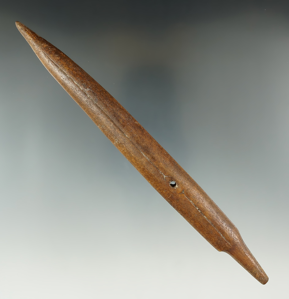 Large and heavily patinated 8 1/16" Inuit Bone Spear point found in Alaska.