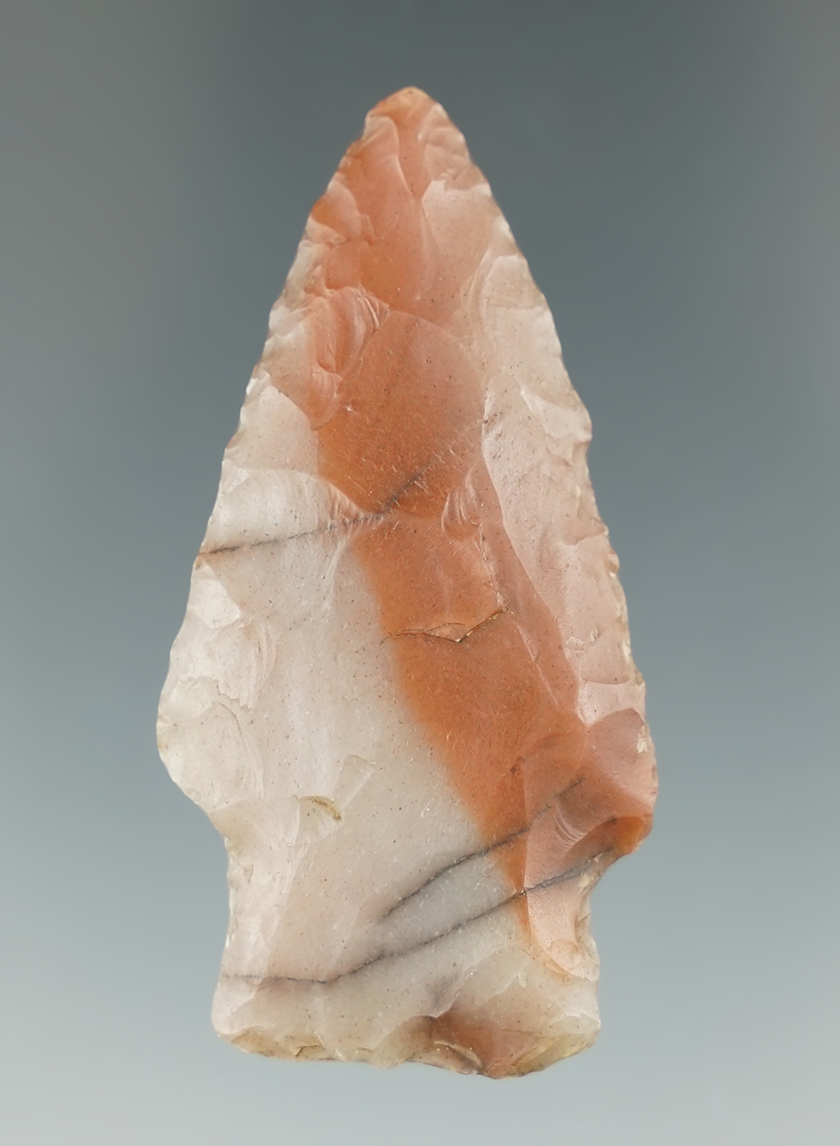 2 1/8" Translucent red and pink Novaculite, stunning color! Found in Arkansas. Ex. Elleman.