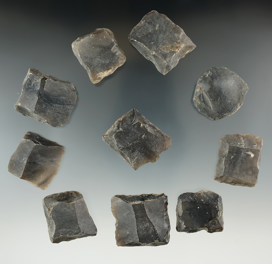 Set of 10 English Gun Flints, largest is 1 1/4".