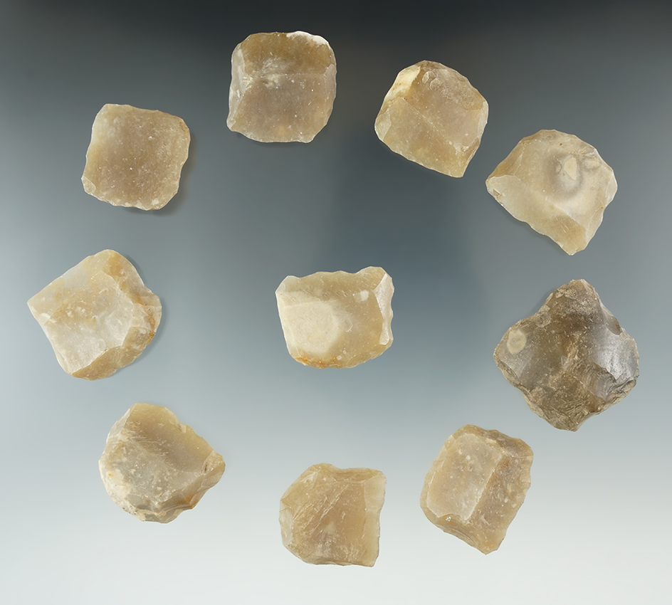 Set of 10 French Gun Flints, largest is 1 3/16".