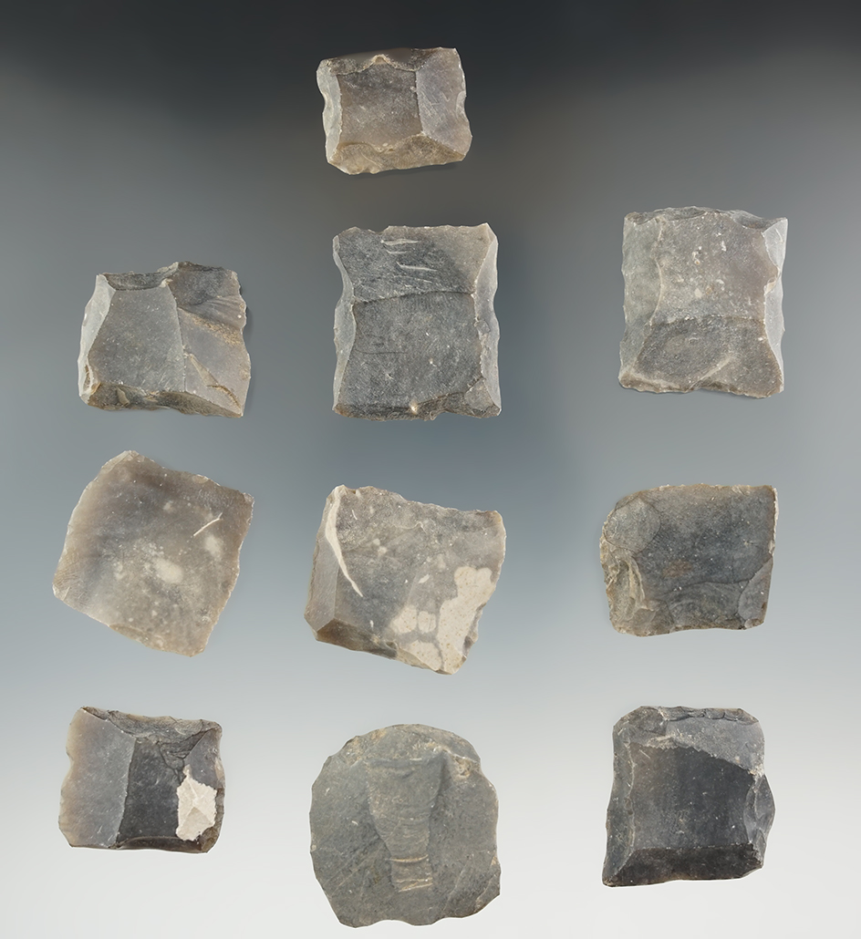 Group of 10 black powder English gun flints.